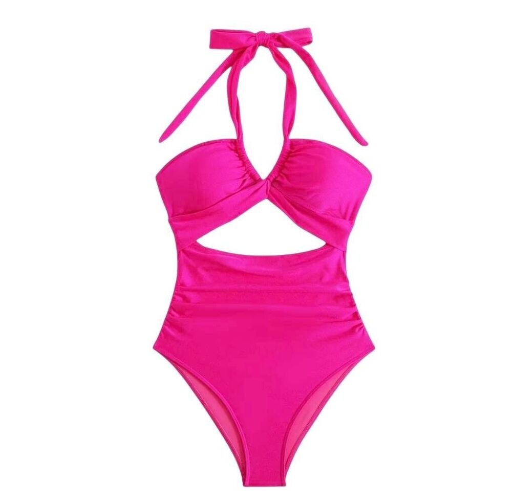 AIMAGE Hot Pink Cross Halter One Piece Swimsuit NWT Size XL